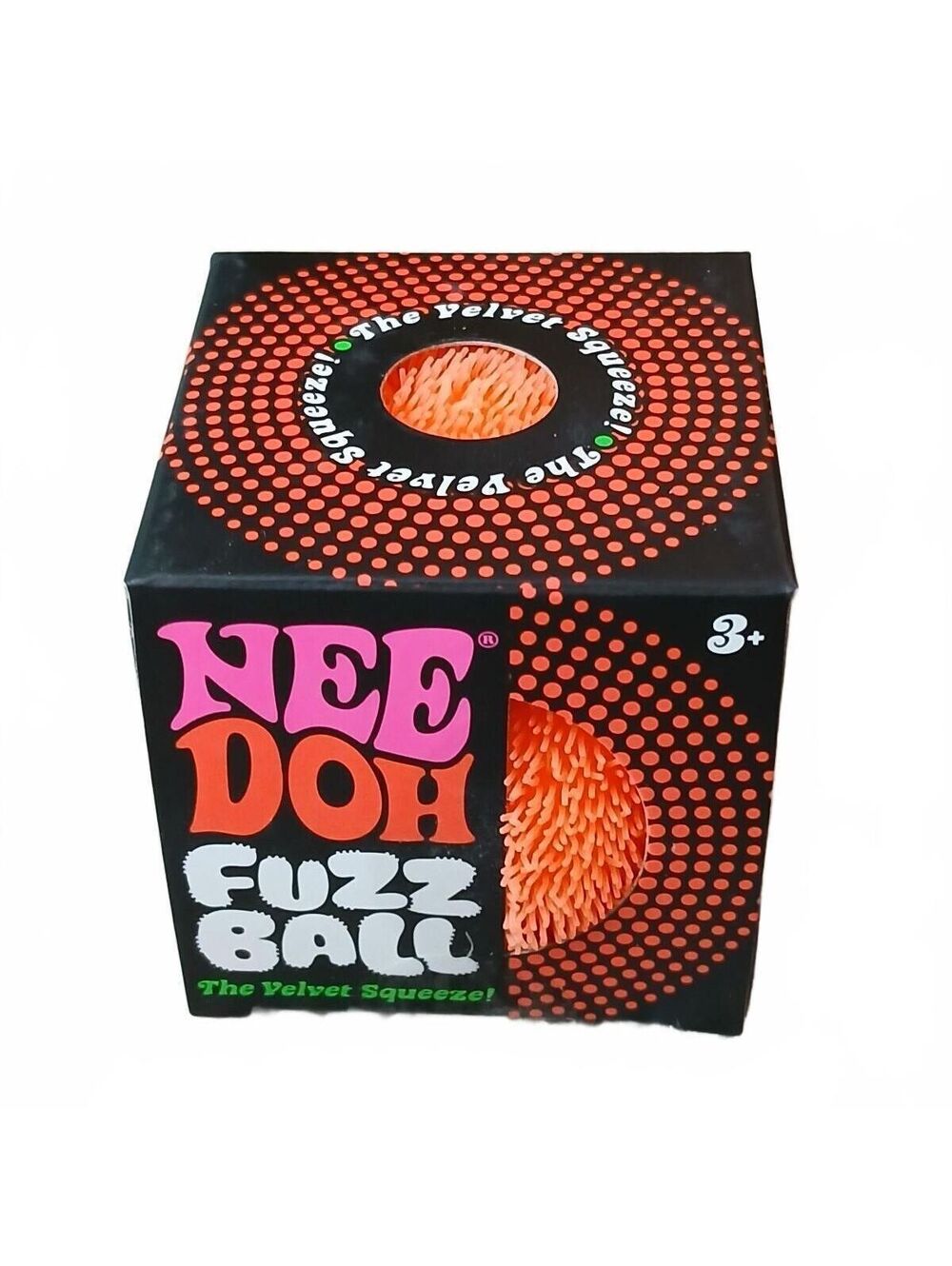 NeeDoh Fuzz Ball Orange Velvet Squeeze Sensory Stress Ball Fidget Toy NIB